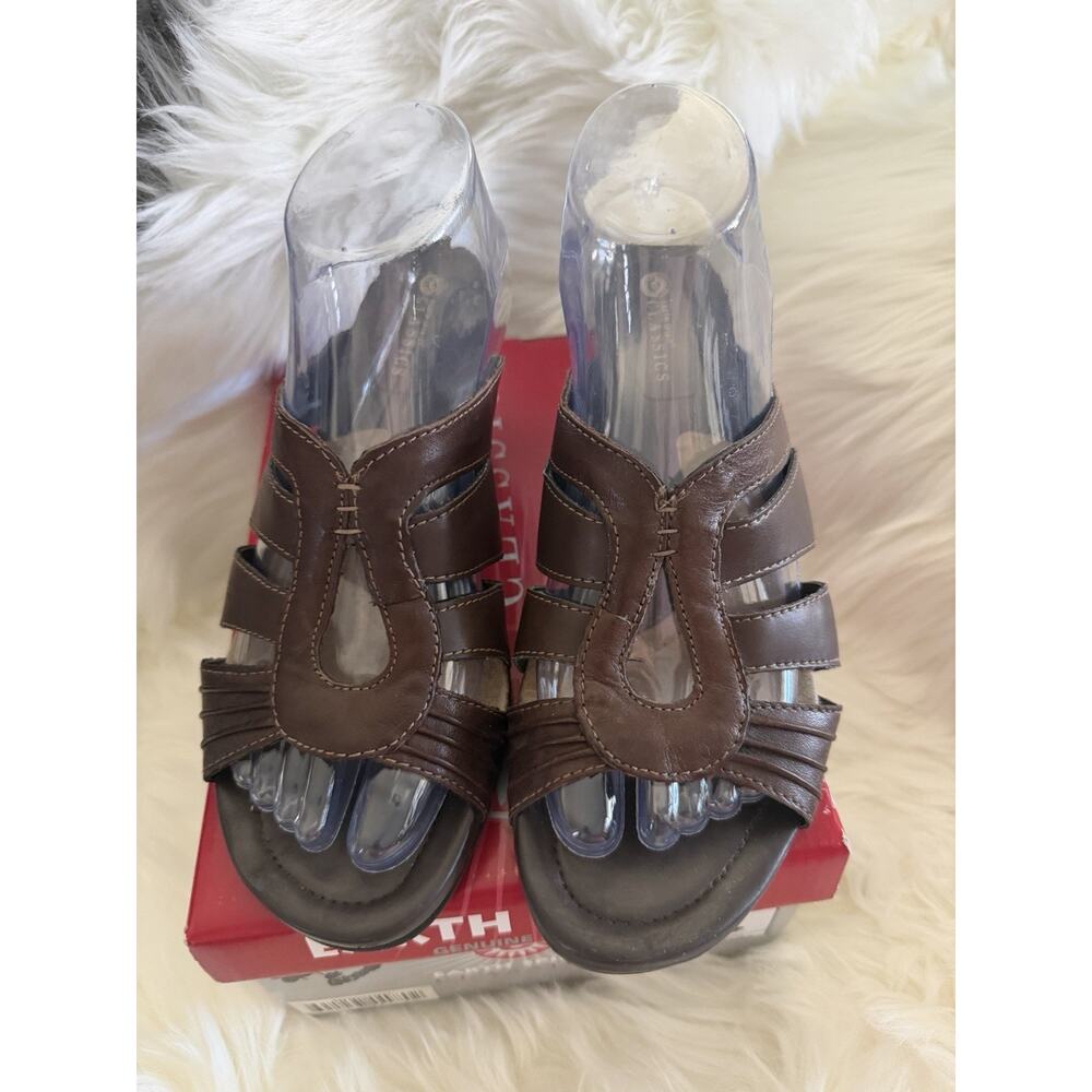 Earth Spirit Classics Melany Women's Size 8 Brown Sandals Strappy‎ Leather Mule